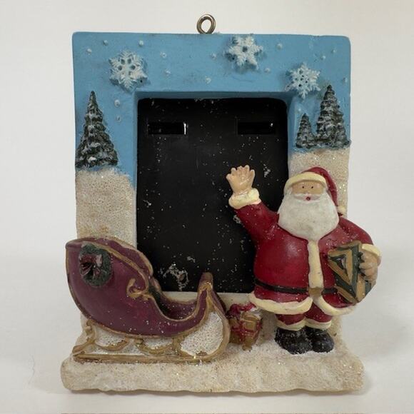 Christmas Santa and Sleigh Mini Standing Frame Resin Holiday Presents Tree VTG - Picture 2 of 12